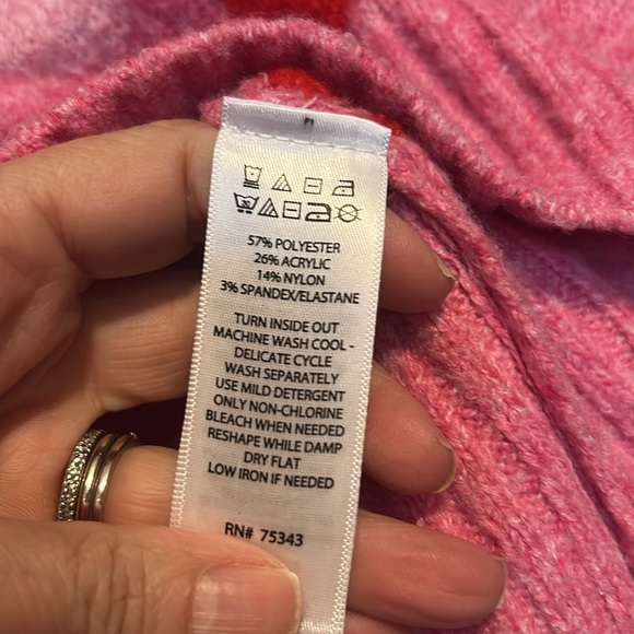 Jessica Simpson Pink Valentines Day Sweater With Red Hearts Size Medium - Picture 5 of 6